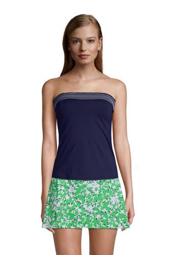 Draper James x Lands' End Women's Chlorine Resistant Bandeau Tankini Top Swimsuit Removable Strap... | Lands' End (US)