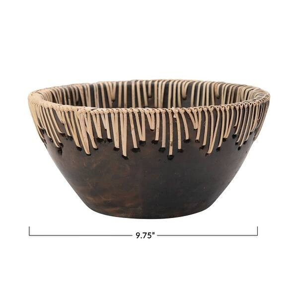 Decorative Terra-cotta Bowl with Rattan Stitching - Bed Bath & Beyond - 35660345 | Bed Bath & Beyond