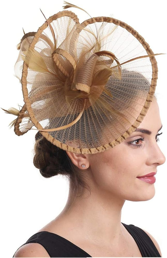 Lucky Leaf Women Girl Fascinators Hair Clip Hairpin Hat Feather Cocktail Wedding Tea Party Hat | Amazon (US)