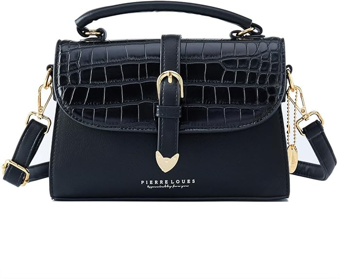 Retro Satchel Crossbody Handbags for Women, Trendy Crocodile Designer Leather Flap Top Handle Pur... | Amazon (US)