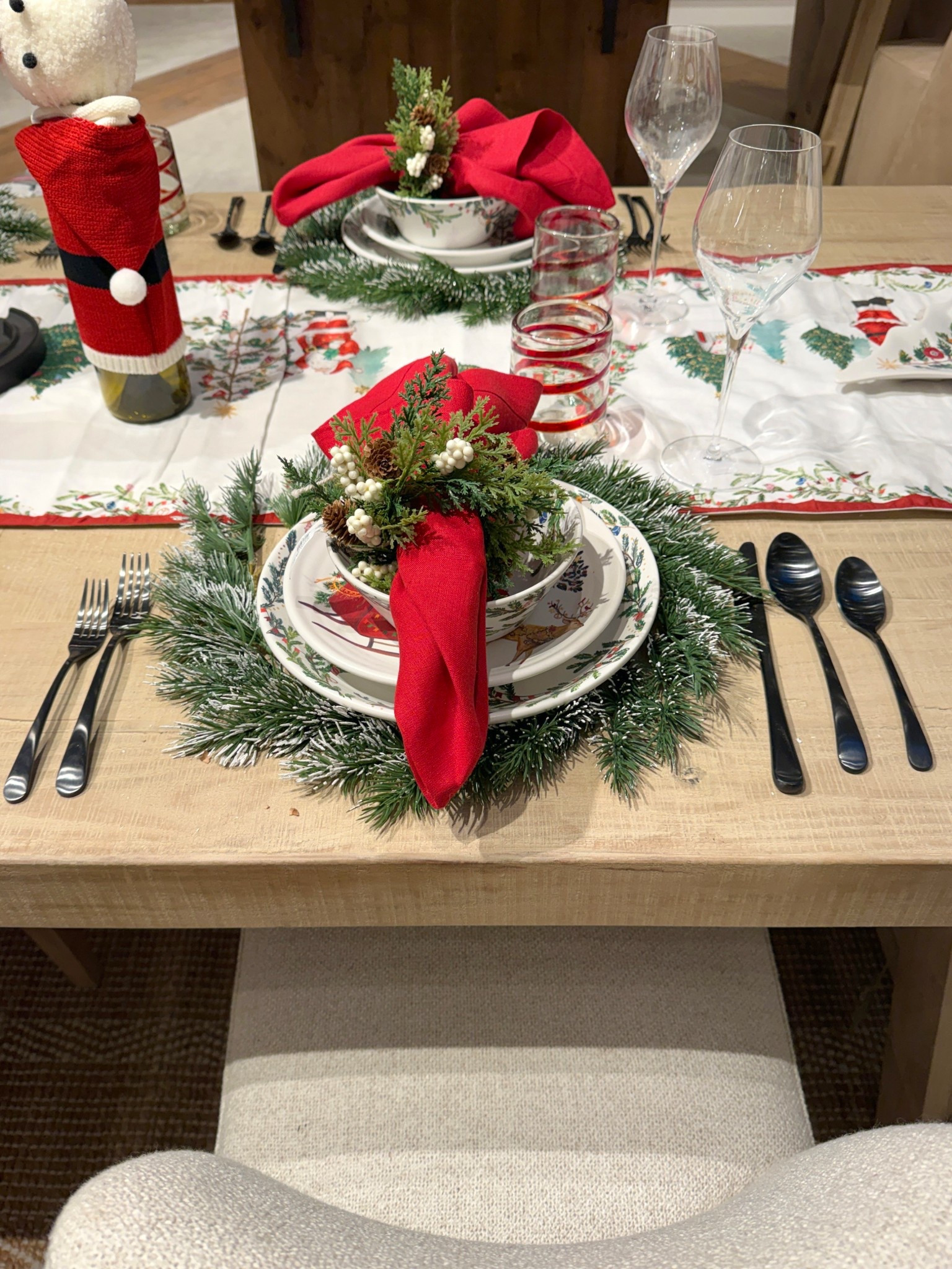 A merry moment made for the holidays! 🎄✨ The Christmas in the Country Stoneware Dinnerware Collection creates a classic, cozy Christmas tablescape! ☺️Paired with seasonal greenery and festive accents, the table feels warm, inviting, and ready for celebrating with family and friends. 🍽️ From plates to bowls, every piece brings that timeless holiday charm to the table. Linked the full collection to recreate this look! ❤️#ChristmasTablescape #PotteryBarn #HolidayHosting 

#LTKHome #LTKGiftGuide #LTKHoliday