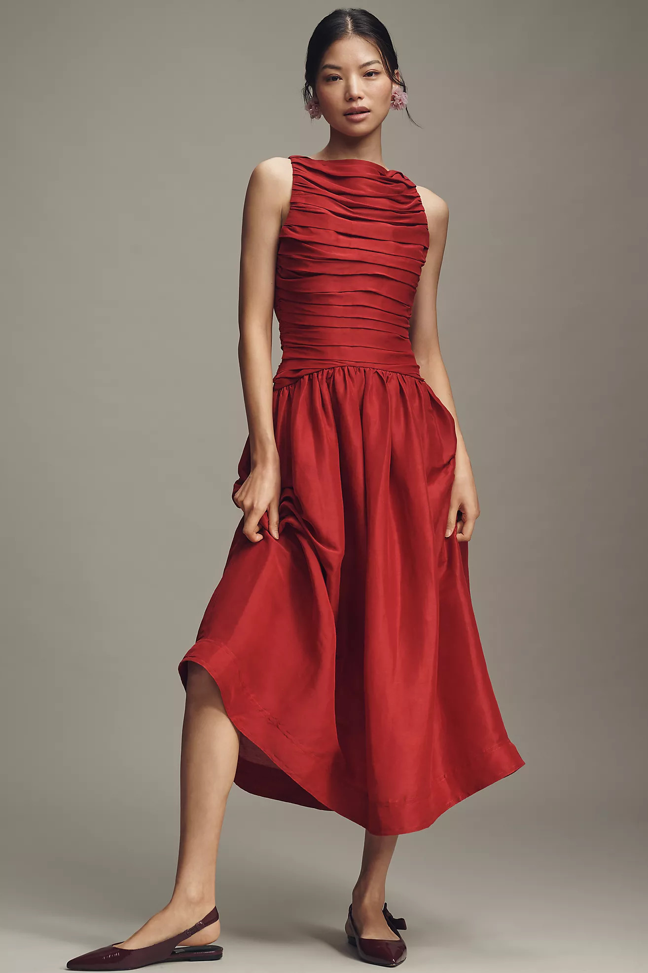 Lovaan Val Pleated Midi Dress | Anthropologie (US)