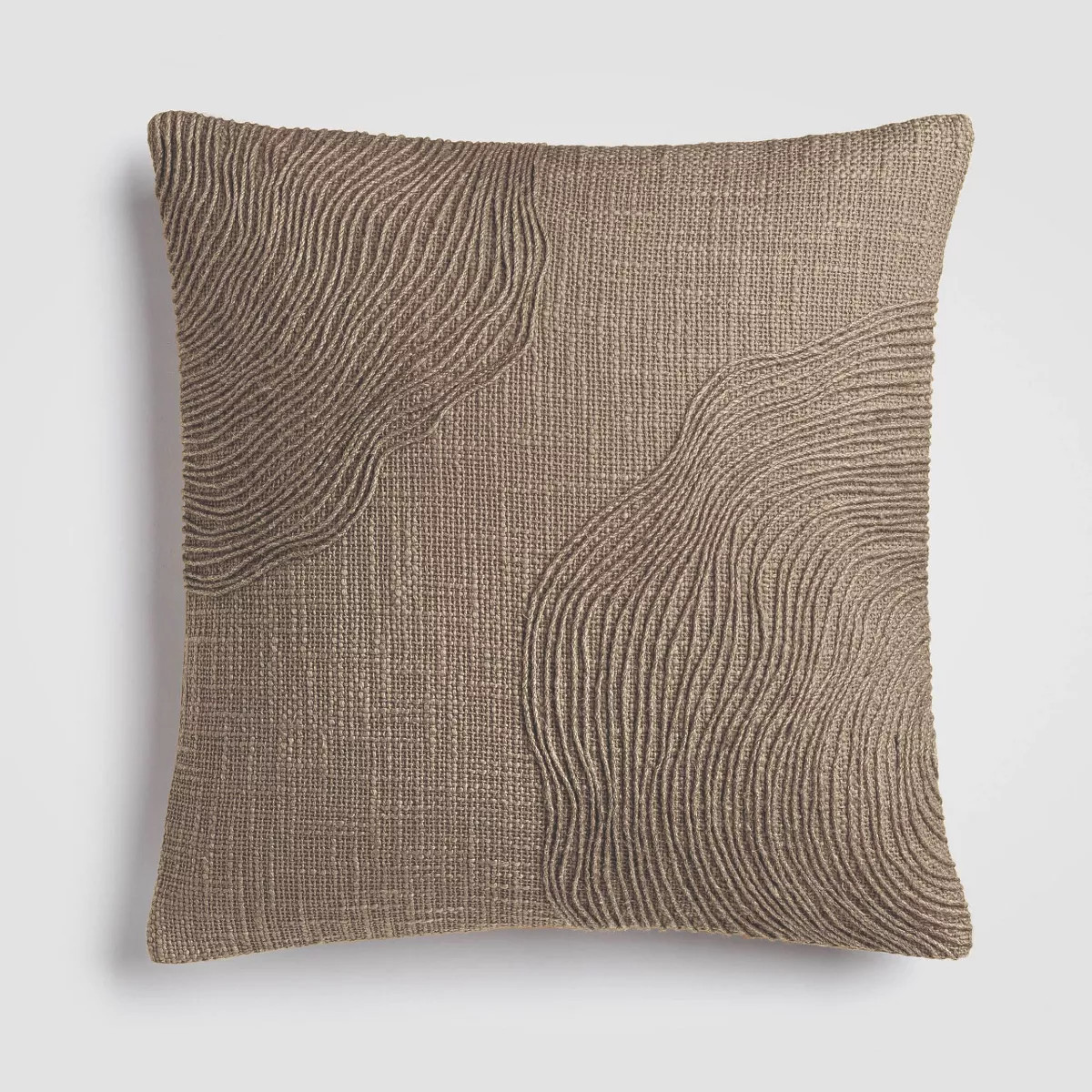 Jute Terrain 18" x 18" Decorative Pillow, Brown Cotton with Jute Embroidery | Target
