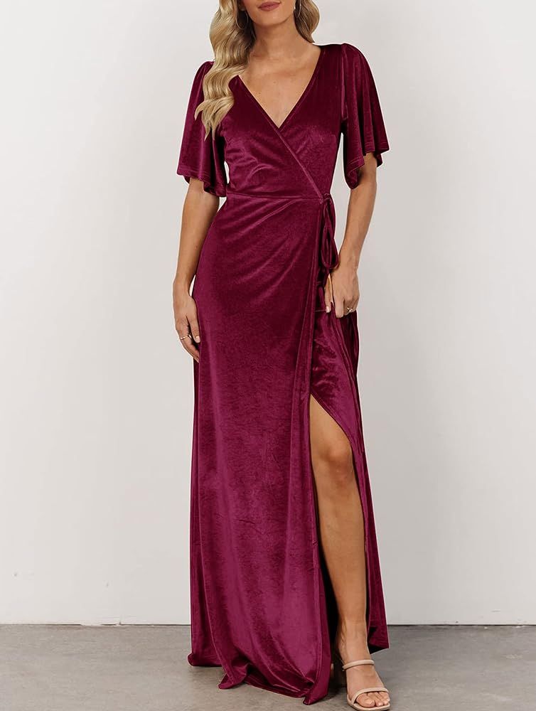 MEROKEETY Women's Bell Sleeve V Neck Wrap Split Dress
95% Polyester 5% Spandex
Party, Wedding, Cockt | Amazon (US)