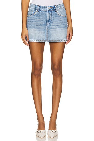 Denim Skirt in Rose Garden | Revolve Clothing (Global)