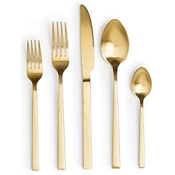 Gold Flatware - Matte Gold Silverware Set Stainless Steel Gold Cutlery Set for 4 Gold Kitchen Ute... | Amazon (US)