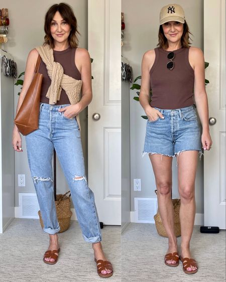 Spring outfit idea morning to afternoon!
Sized up one to M in the tank, will also link similar I have in other colors.
Sized down one size in the jeans and shorts, both are from Agolde and their denim stretches once you wash and wear it.
I sized up 1/2 size in these sandals, go up if you have a normal or wide foot, don’t if your feet are narrow


#LTKFind #LTKshoecrush #LTKitbag