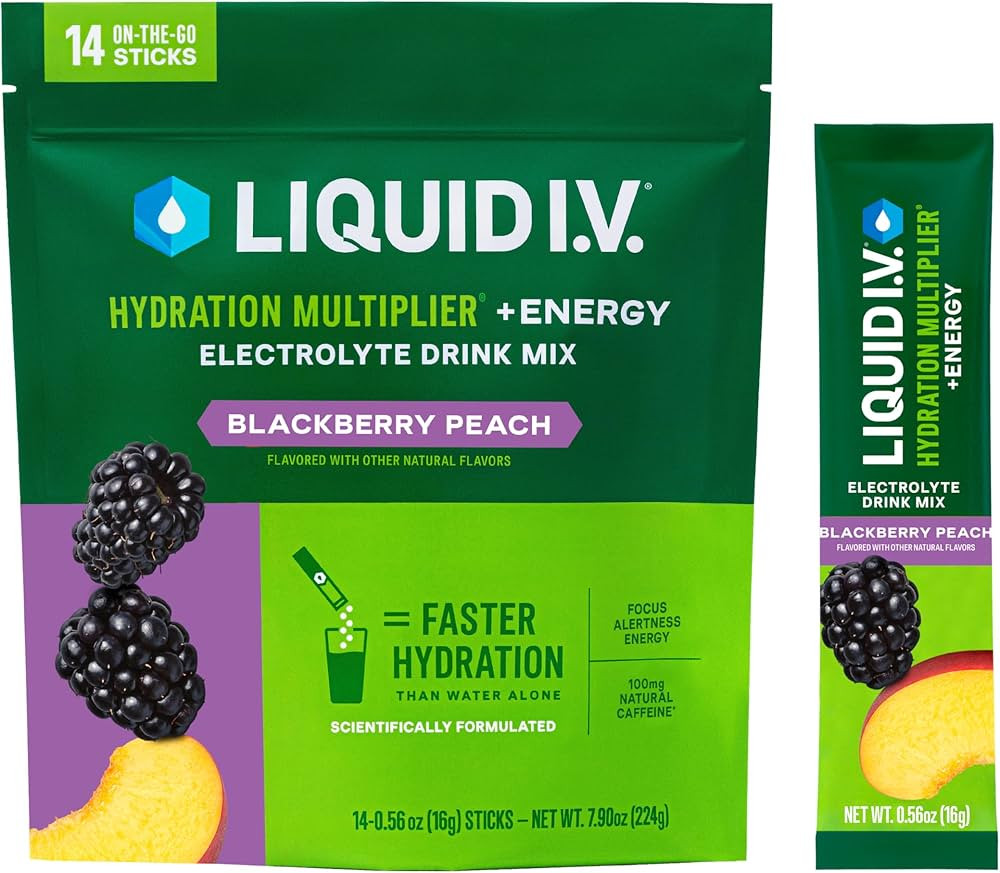 Liquid I.V.® Hydration Multiplier +Energy | Blackberry-Peach | Electrolyte Powder Drink Mix | 1 ... | Amazon (US)