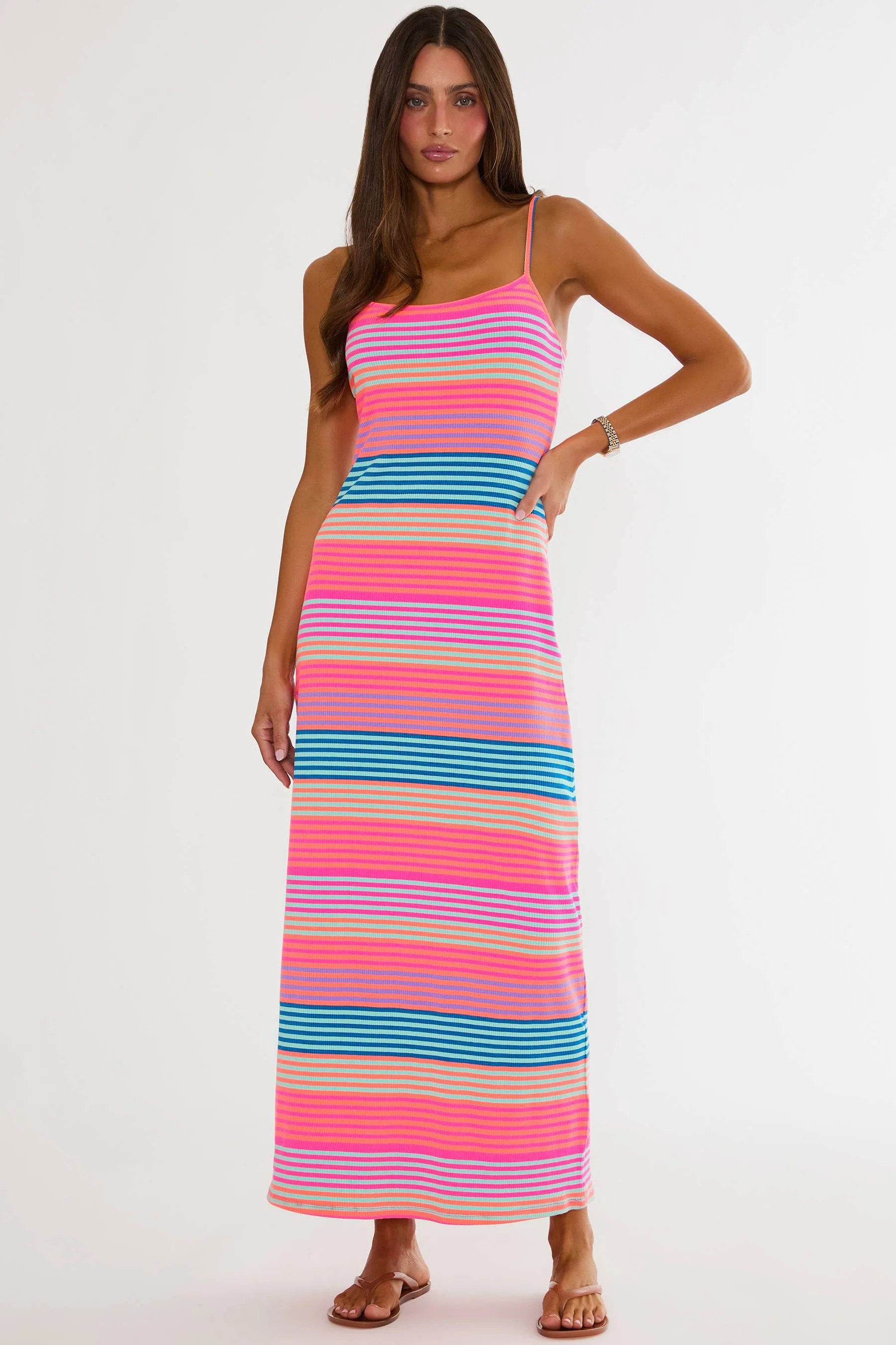 Malie Dress Vibrant Volley Stripe | Neon Stripe Maxi Sun Dress | Beach Riot | Beach Riot