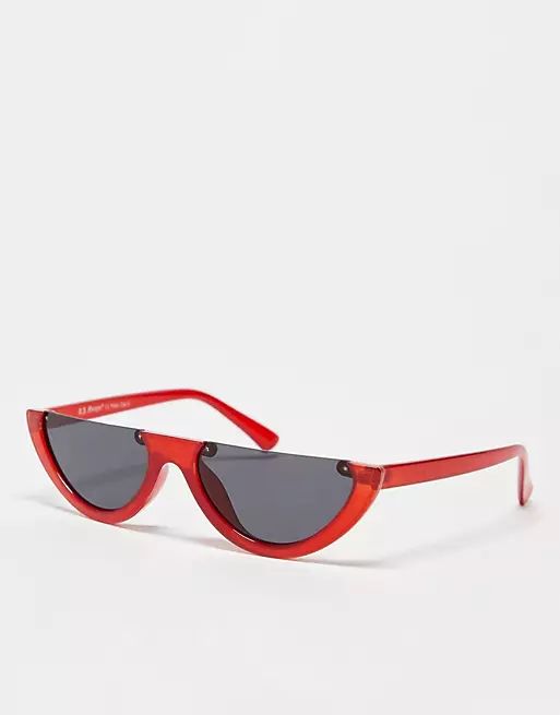 AJ Morgan half rim flat top sunglasses in red | ASOS (Global)