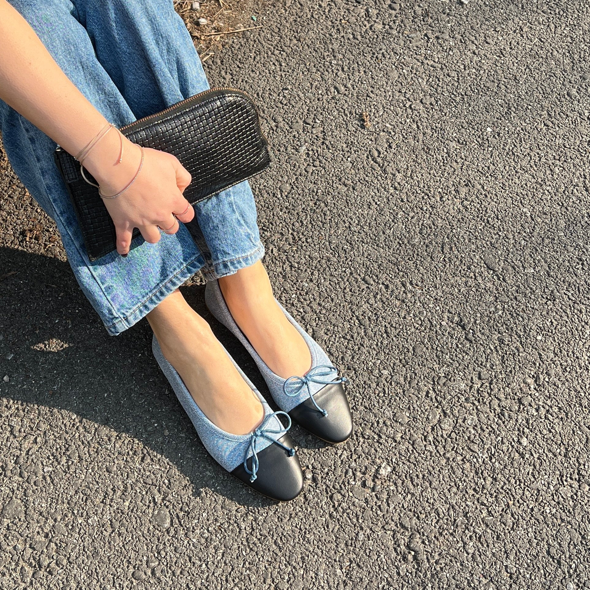 Como Ballet Flat in Denim/Black | A. Soliani | A.Soliani