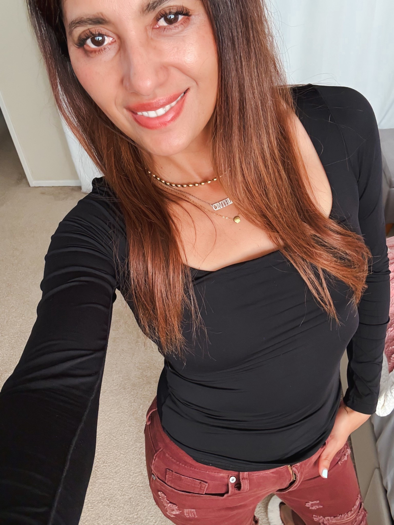 Effortless everyday chic 🖤 Loving this flattering black long sleeve top paired with high-waisted distressed denim for the perfect casual yet polished look. Easy to dress up or down—add heels for date night or sneakers for a comfy mom-on-the-go outfit. Simple, stylish, and timeless!


black long sleeve top, fitted black top outfit, casual chic outfit, everyday outfit inspo, distressed jeans outfit, high waisted jeans look, mom style outfit, minimal style fashion, neutral outfit ideas, casual date night outfit, simple chic outfit, fall outfit inspiration, spring casual look, effortless style, women’s everyday fashion

#ootd #casualchic #everydaystyle #momstyle #neutraloutfit #denimstyle #simpleoutfit #effortlessstyle #styleinspo #ltkfashion

#LTKootd #LTKOver40 #LTKmomlife