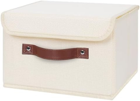 ANMINY Storage Bin with Lid Storage Boxes with PU Leather Handles PP Plastic Board Decorative Fol... | Amazon (US)