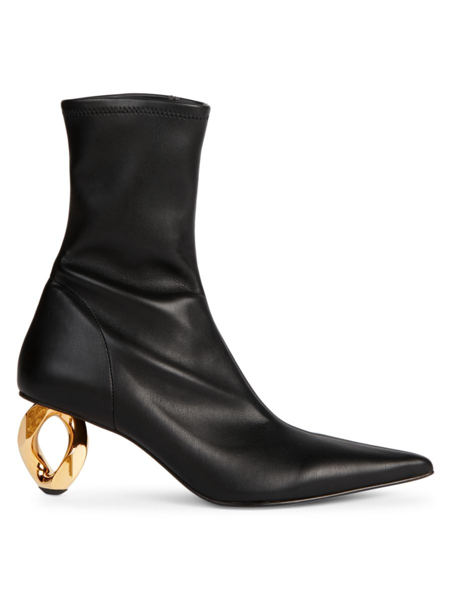 75MM Chain-Heel Ankle Booties | Saks Fifth Avenue