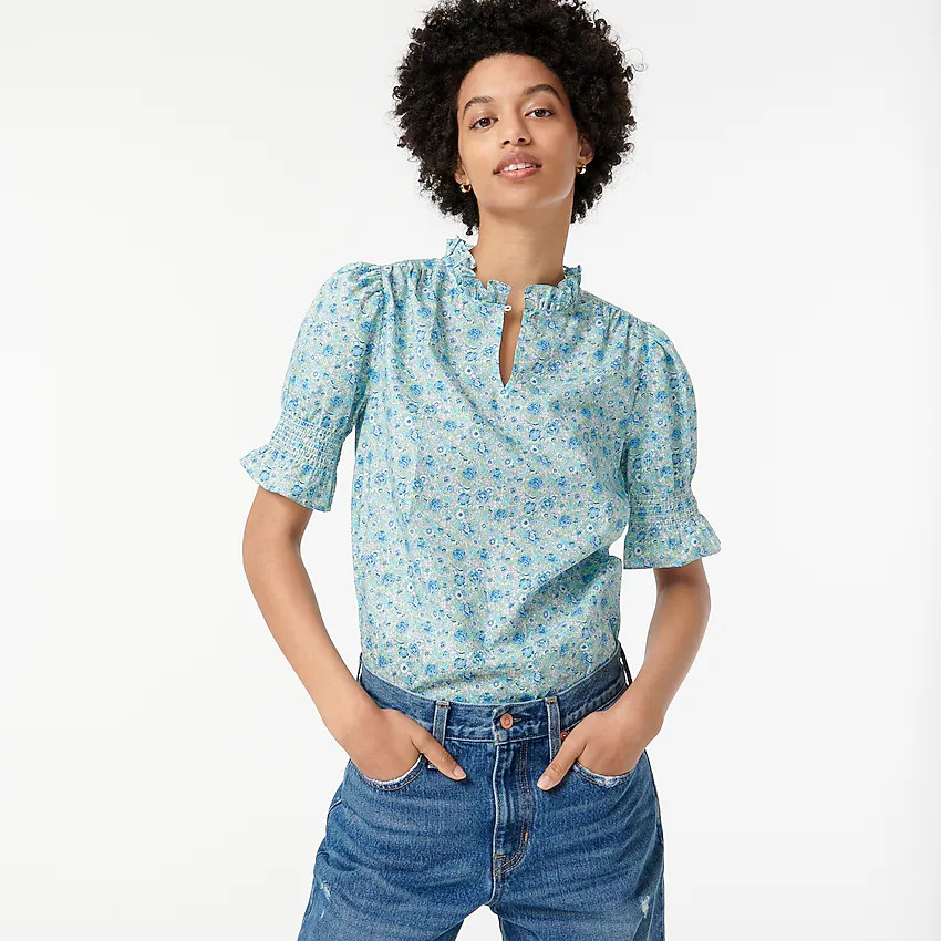 Puff-sleeve top in Liberty® Amelie floral | J. Crew US