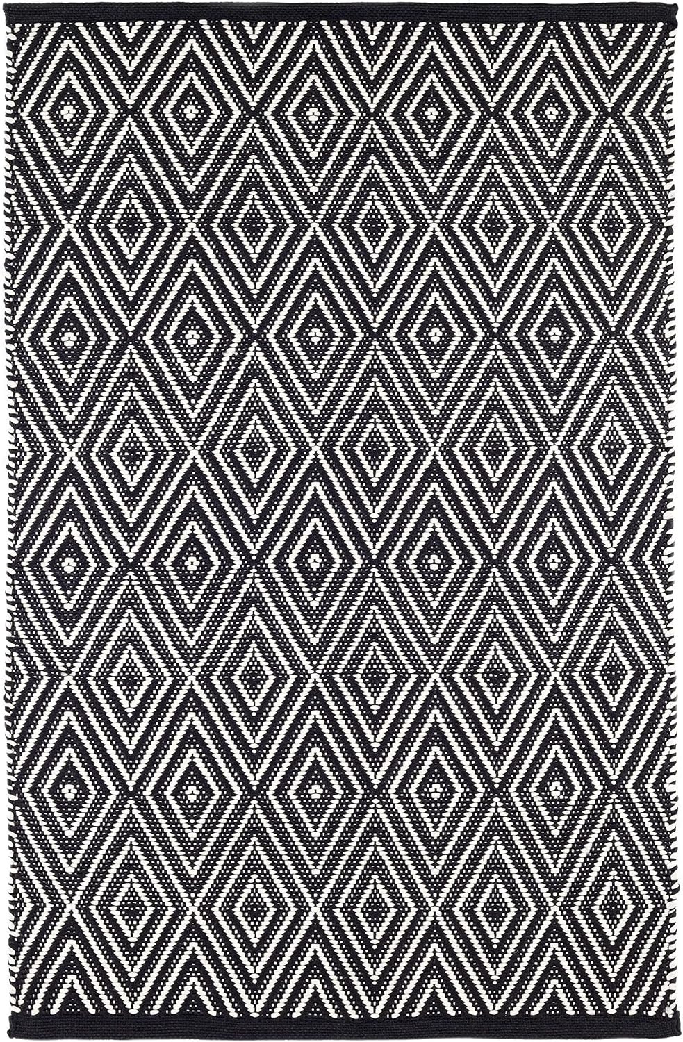 Dash and Albert Diamond Black/Ivory Handwoven Indoor/Outdoor Rug, 2 X 3 Feet, Black/Ivory Geometr... | Amazon (US)