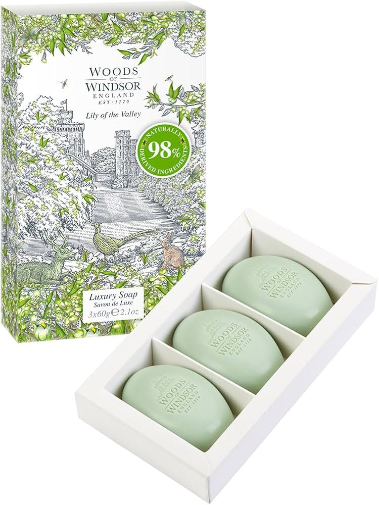 Woods of Windsor Lily Soap Bars, Moisturising Shea Butter Soap Bar, Vegetable Based Fine Milled S... | Amazon (UK)