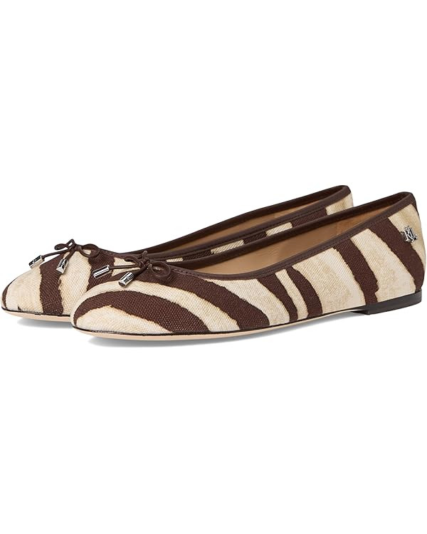 Lauren Ralph Lauren Women's Jayna Zebra-Print Canvas Flats Ballet | Amazon (US)