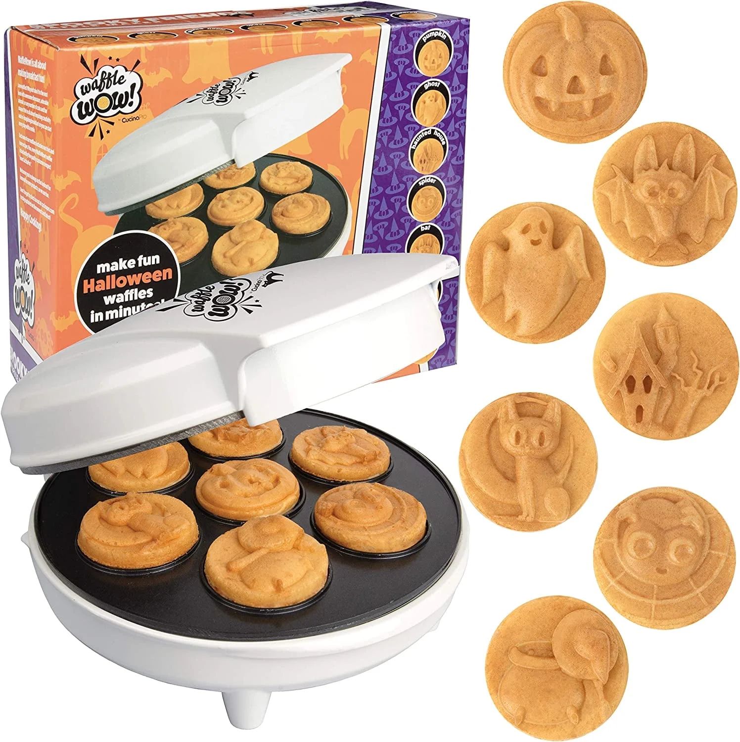 Halloween Mini Waffle Maker - 7 Different Spooky Designs, Make Breakfast Fun This Fall w/ Electri... | Walmart (US)