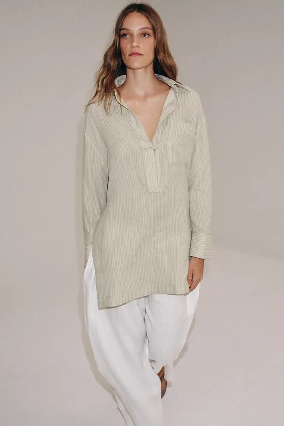 ZW COLLECTION ASYMMETRIC STRIPED SHIRT | Zara US