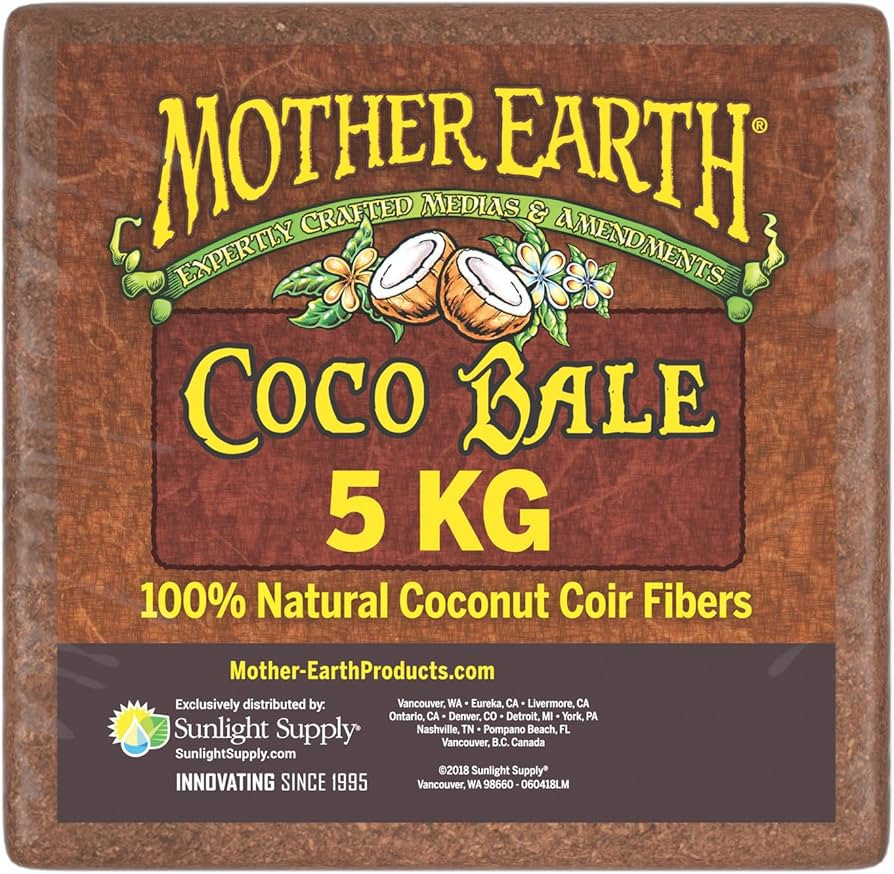 Mother Earth Coco Bale, 100% Natural Coco Coir Fiber for Soilless Gardening, 5 kg. | Amazon (US)