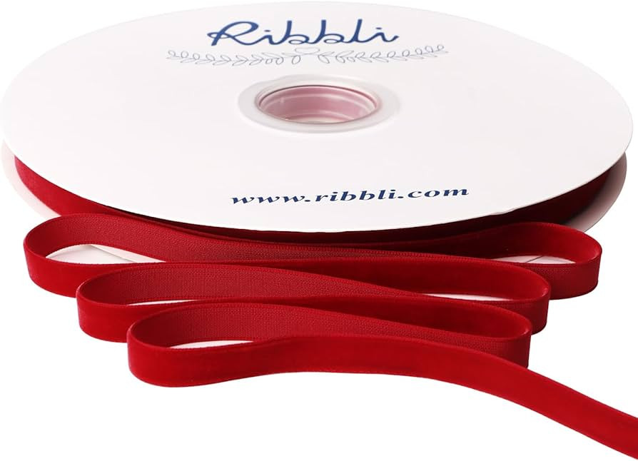 Ribbli Dark Red Velvet Ribbon 3/8 Inches Continuous 25 Yard Spool Dark Red Christmas Ribbon for G... | Amazon (US)