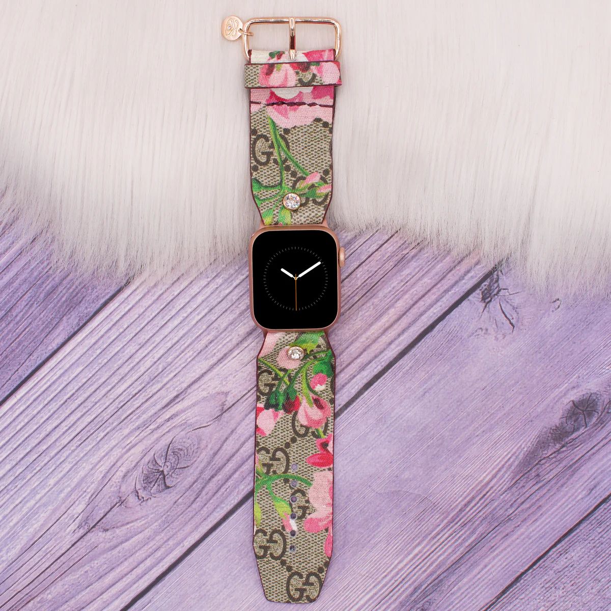 Upcycled Pink Gucci Blooms Customizable Watchband | Spark*l