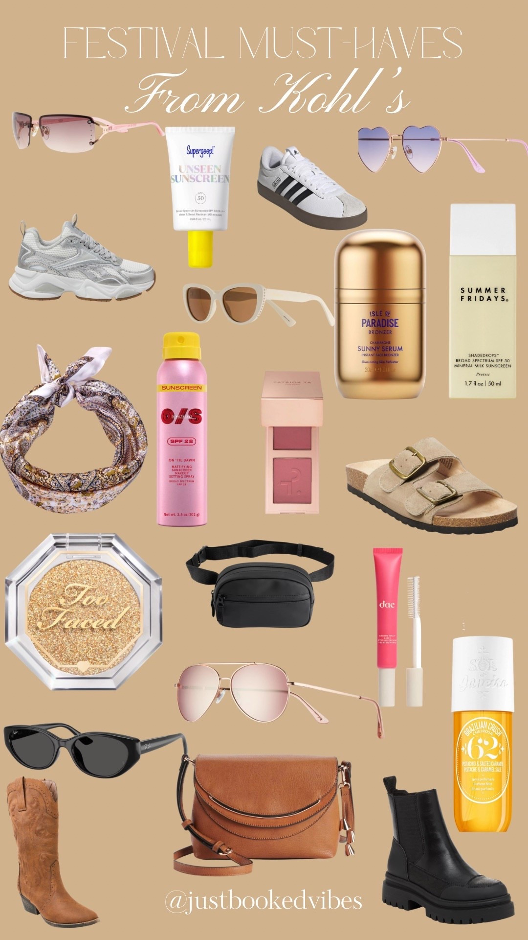 Festival-ready essentials from @kohls — statement sunnies, SPF, glow makeup, comfy shoes, and cute accessories perfect for long days, sunny sets, and dancing all night!

#LTKFestival #LTKgrwm #LTKselfcare