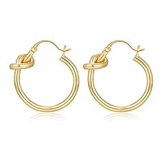 Gold Hoop Earrings for Women Girls 18K Gold Plated Knot Hoop Earrings Statement Lightweight Thick... | Amazon (US)