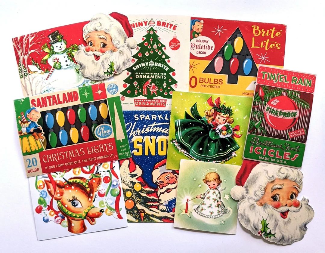 Retro Christmas Stickers. Mid Century Christmas, Card Making, Journal Supplies, Vintage Christmas... | Etsy (US)