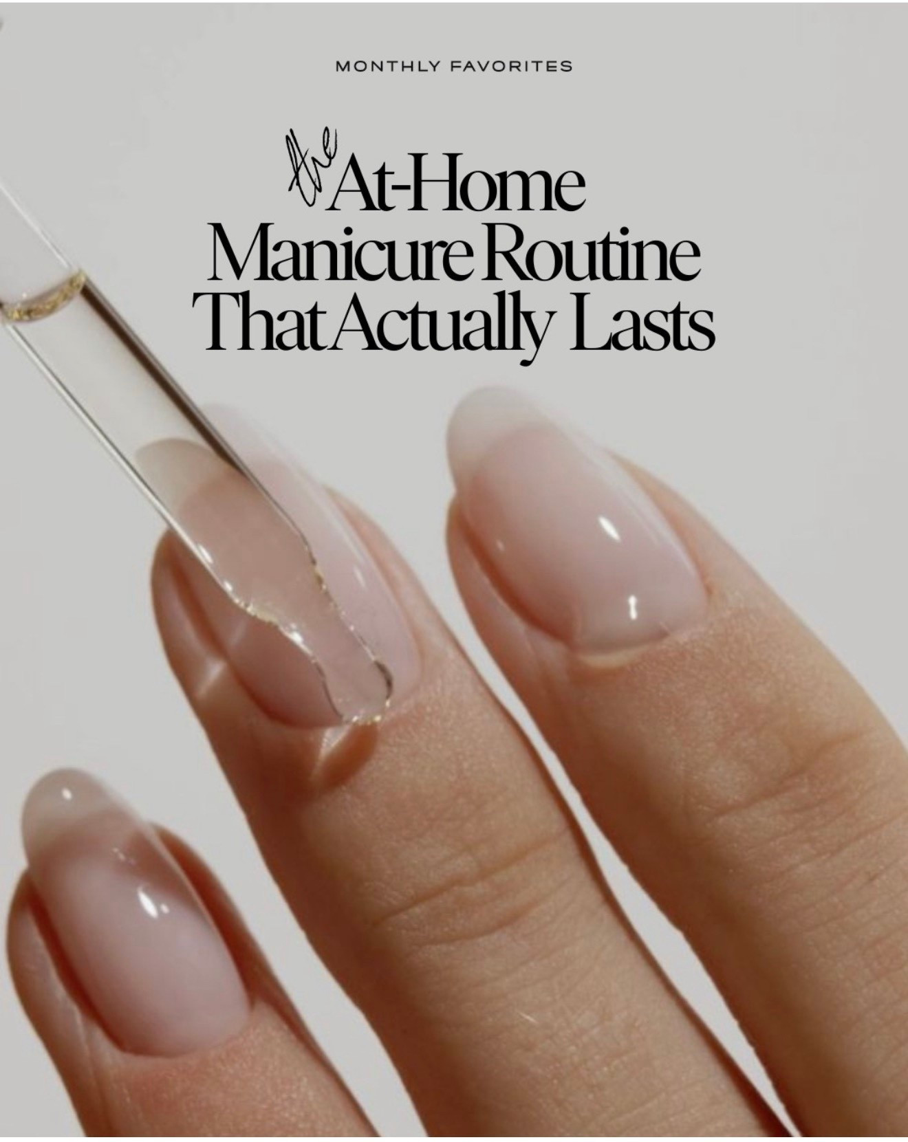 The At-Home Manicure Routine That Actually Lasts — Tools, Prep & Pro Tips⁠
⁠
We’re living in a time where a 2-hour nail appointment isn’t always realistic. So here’s the routine we swear by for an at-home manicure that looks polished and wears beautifully—no rush, no salon schedule required.⁠
⁠
The secret? Prep is everything. The polish isn’t the magic—the foundation is.⁠
⁠
The steps (save this)⁠
⁠
1. Shape + clean up⁠
File into your go-to shape, then gently push back cuticles (don’t overdo it).⁠
⁠
2. Buff + dehydrate⁠
Lightly buff the nail surface (just enough to remove shine), then wipe nails to dehydrate (this helps polish grip and last).⁠
⁠
3. Base coat⁠
One thin layer. Let it fully dry before color.⁠
⁠
4. Color in thin layers⁠
Two thin coats beat one thick coat every time. Cap the edge (swipe polish along the tip) for extra wear.⁠
⁠
5. Top coat + seal the deal⁠
A glossy top coat is your longevity step. Cap the edge again. Reapply top coat 2–3 days later if you want it to go the distance.⁠
⁠
Pro tips we love:⁠
⁠
-Paint when you’re not rushing (dry time matters)⁠
-Keep layers thin + even⁠
-Avoid hot water for an hour after (it can soften the finish)⁠
⁠
Shop our favorite clean, non-toxic polishes and the tools we use to get a salon-level result at home via the link in bio. We’re here to be your guide to living your best life—more value, more ease, more “you’ve got this” routines.⁠
⁠
What’s your best at-home nail tip? Share below to help the community.⁠
⁠
Follow for more, and join The Monthly for weekly edits, product picks, and elevated life upgrades.⁠
⁠
#AtHomeManicure #DIYManicure #ManicureRoutine #LongLastingManicure #NailCareRoutine #CleanBeauty #NonToxicBeauty #NontoxicNailPolish #NailPolish #GelLikeShine #NaturalNails #HealthyNails #BeautyTips #SelfCareRitual #HomeSpaDay #BeautyRoutine #MinimalBeauty #EverydayLuxury #MonthlyFavorites #JoinTheMonthly

#LTKselfcare #LTKgrwm #LTKBeauty