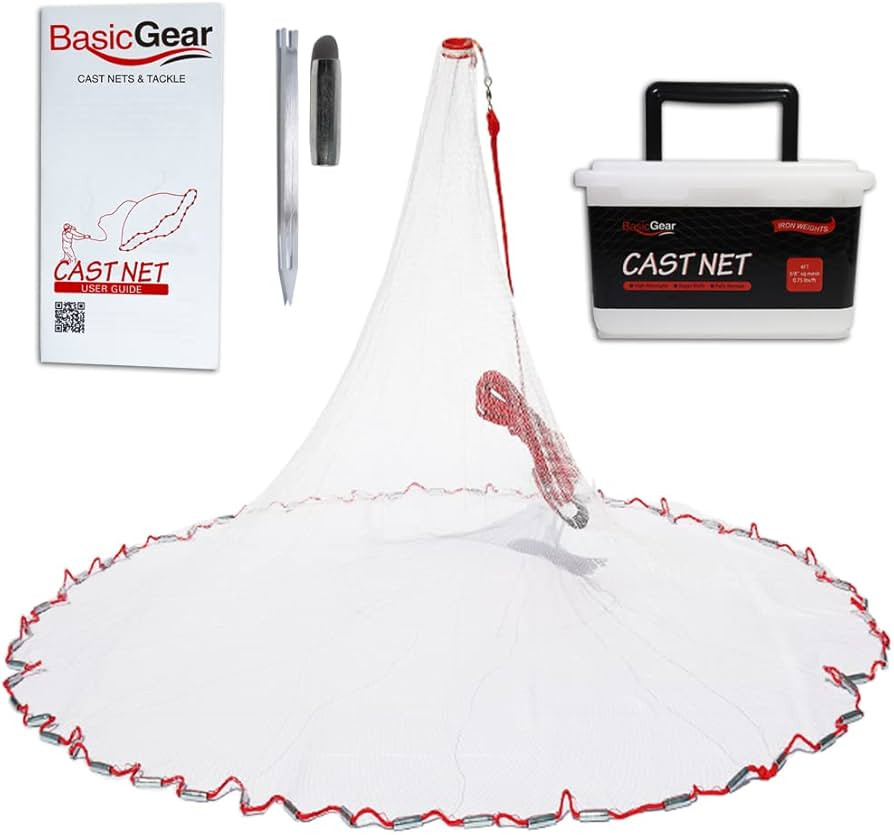 Cast Net | 3ft-12ft Radius, 3/8 or 1/4 inch Mesh for Freshwater and Saltwater Bait Fish| Professi... | Amazon (US)