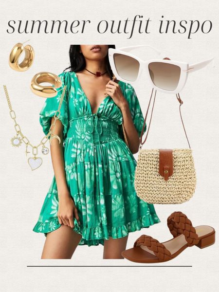 Amazon summer outfit inspo, printed mini dress, gold earrings, sunglasses, handbag, sandals, vacation outfit, date night outfit 

#LTKShoeCrush #LTKStyleTip #LTKFindsUnder50