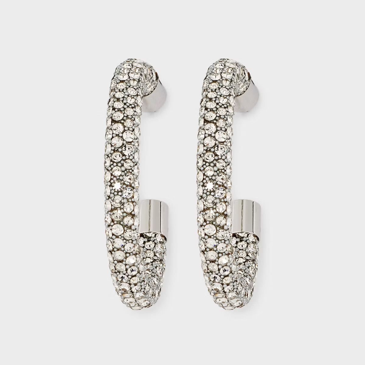 Clear Crystal Mesh Hoop Earrings - A New Day™ Silver | Target