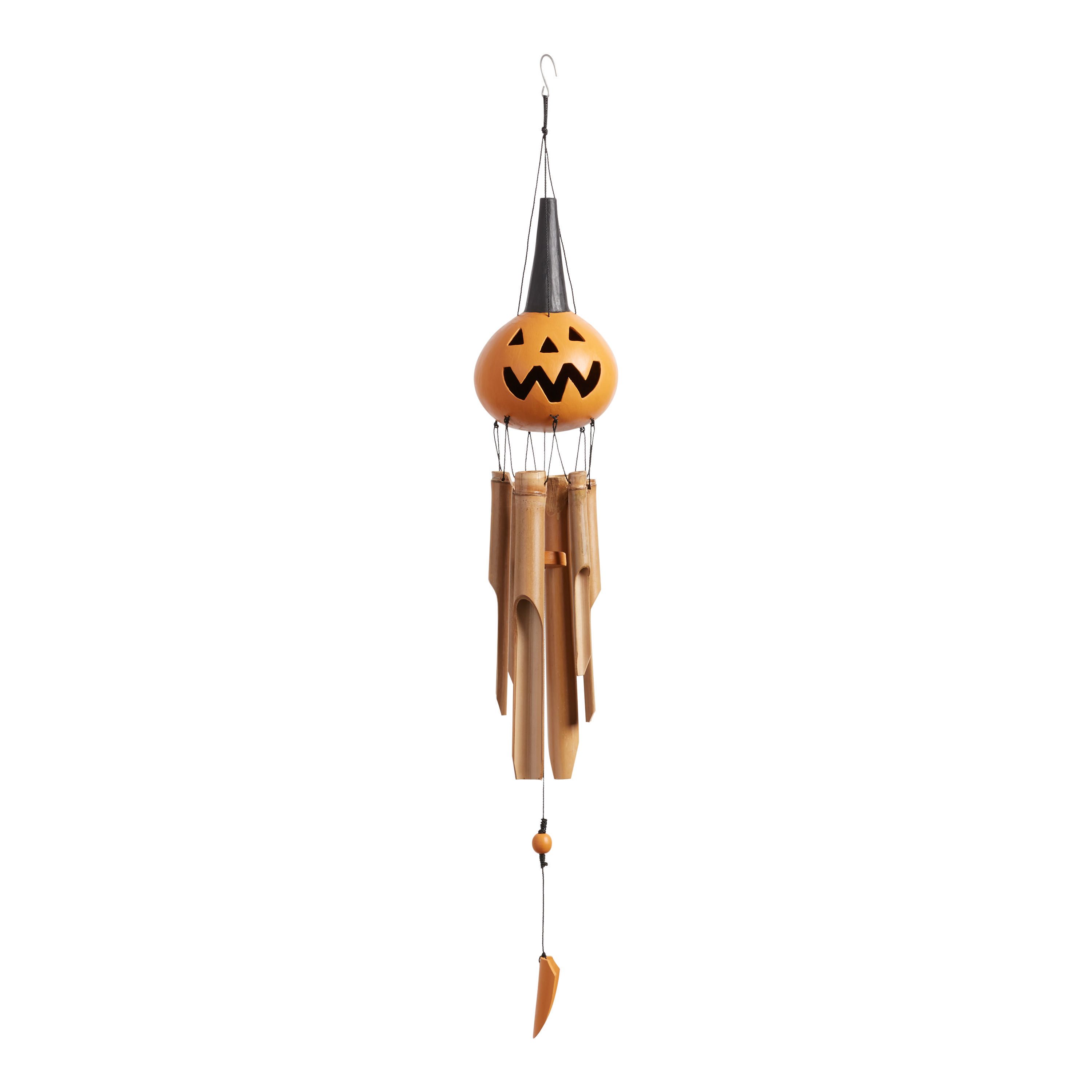 Wood and Bamboo Jack O Lantern Wind Chime | World Market