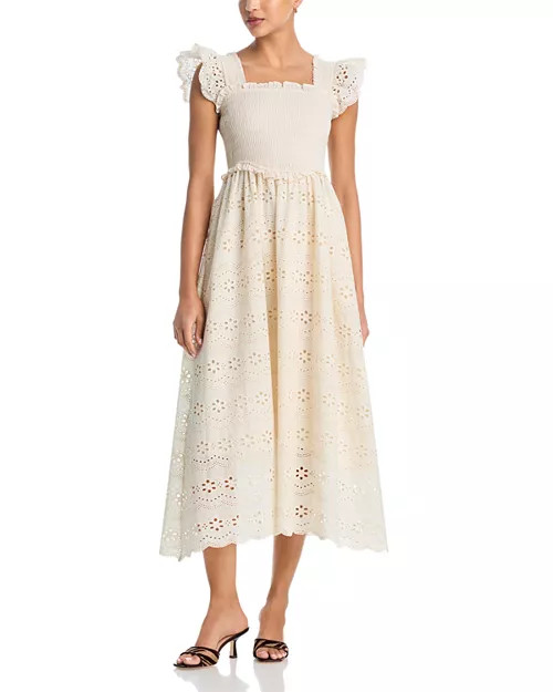 Eyelet Smocked Midi Dress - Exclusive | Bloomingdale's (US)