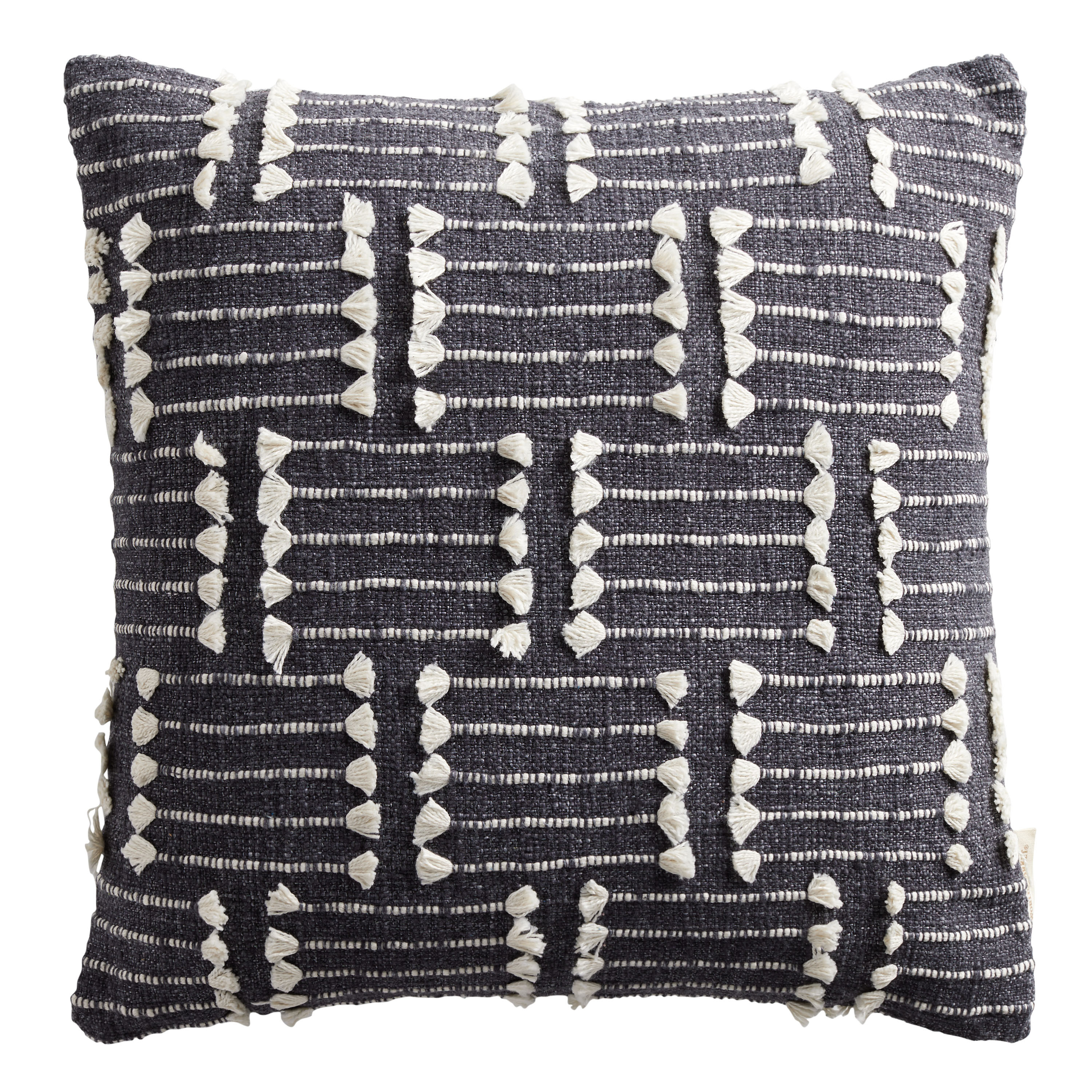 Ivory Fringe Line Throw Pillow | World Market