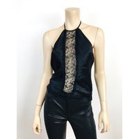 Vintage 1990S Black Silk Charmeuse & Lace Pin Tuck Pleated Backless Halter Top | Etsy (US)