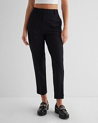 Editor Super High Waisted Fleece-Lined Straight Ankle Pant | Express