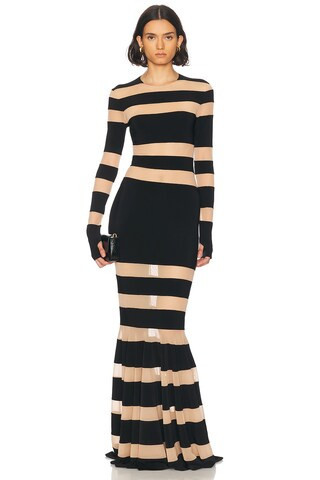 Norma Kamali Spliced Dress Fishtail Gown in Black | FWRD 