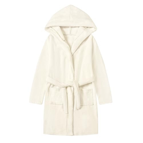 Umeyda Boys Girls Hooded Bathrobe Soft Towel Robe Kids Terry Cloth Spa Robes Sleepwear, Beige, 9-10 Years = Tag 160 | Amazon (US)