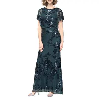 SL FASHIONS Sequin Floral Gown in Green at Nordstrom, Size 10 | Nordstrom