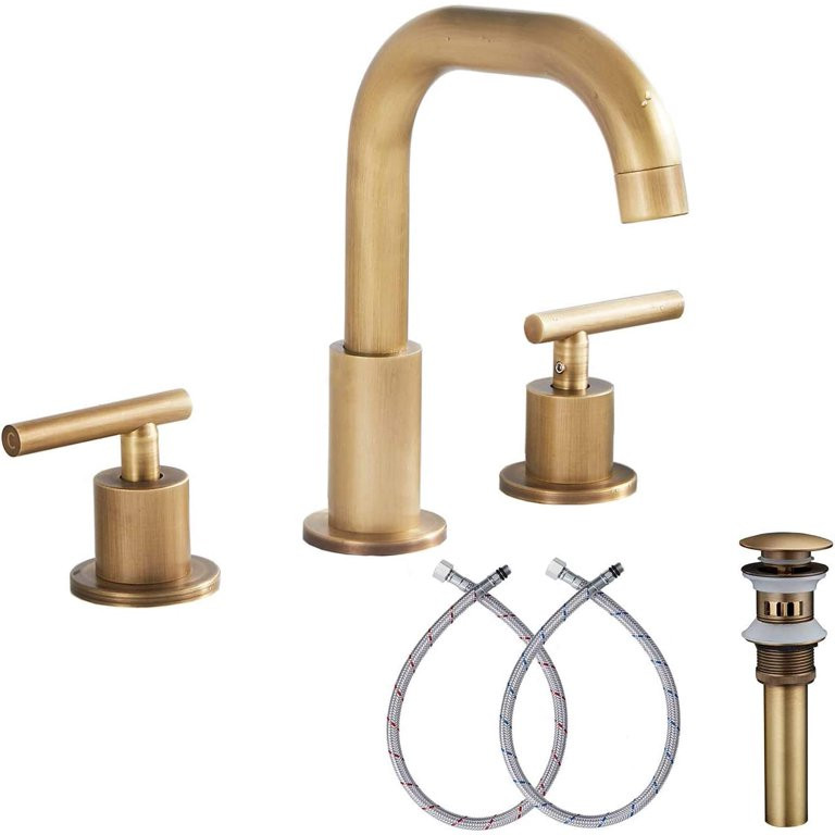 GGStudy 8 inch 2 Handles 3 Holes Widespread Bathroom Sink Faucet Antique Brass Bathroom Vanity Fa... | Walmart (US)