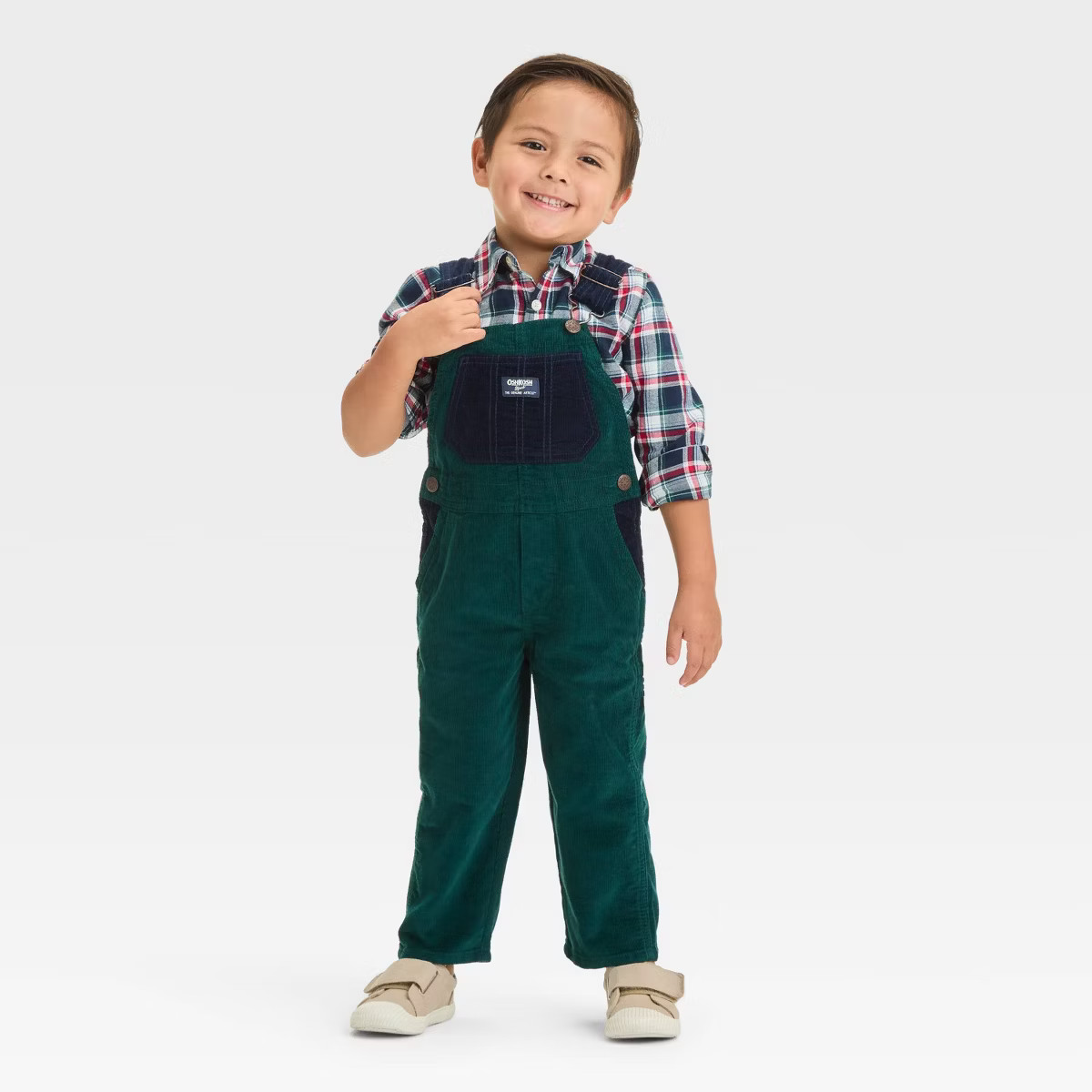 OshKosh B'gosh Toddler Boys' Colorblock Overalls - Green/Navy Blue | Target