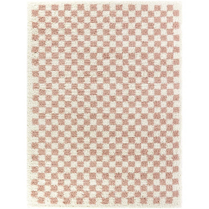 Click for more info about Walker Checkered Pink/Cream Plush Shag Area Rug
