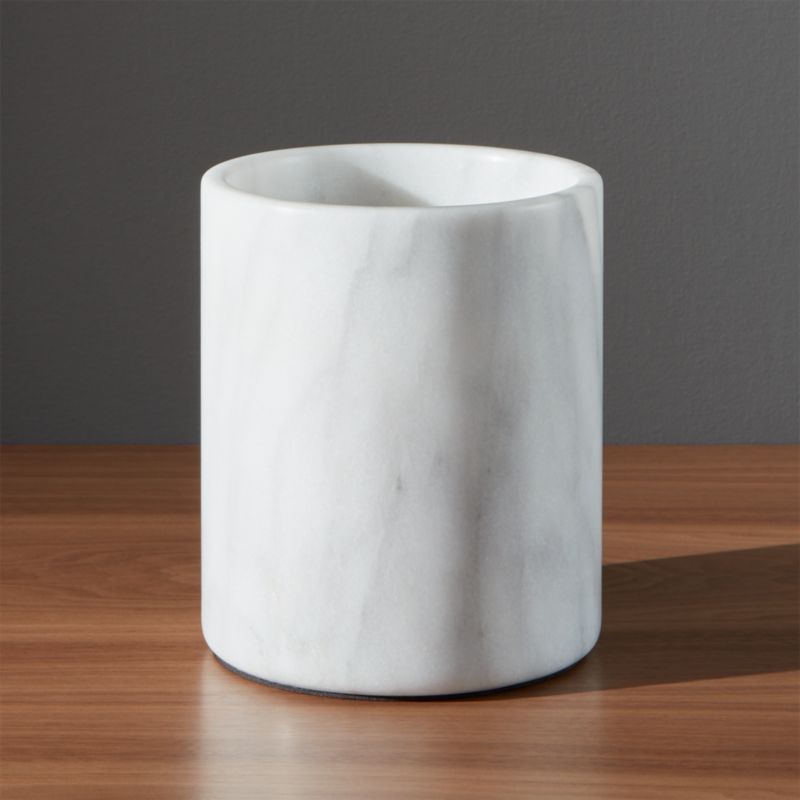 French Kitchen Marble Utensil Holder + Reviews | Crate and Barrel | Crate & Barrel