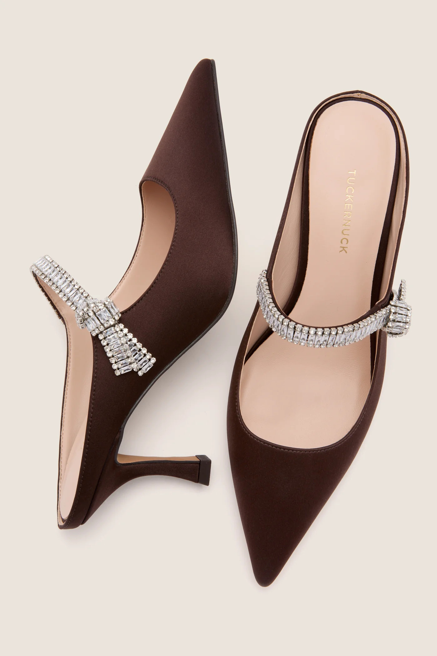 Chocolate Satin Mae Heels | Tuckernuck (US)