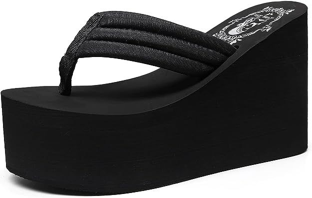 Womens Chunky High Heel Wedges Platform Flip Flops Sandals | Amazon (US)