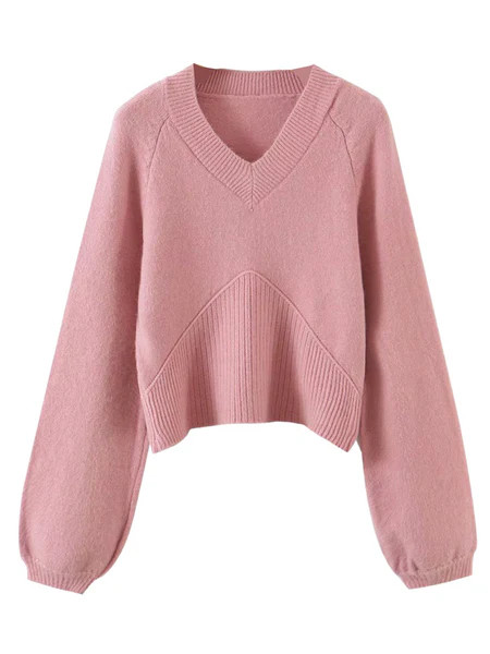 'Rosalie' V-neck Balloon Sleeves Sweater (3 Colors) | Goodnight Macaroon