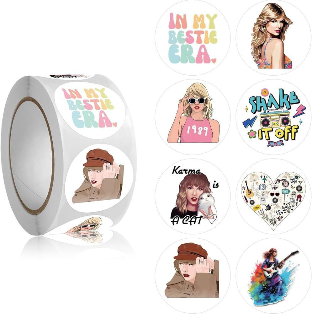 500Pcs Taylor Stickers Roll Singer - 8 Style in My Era Tour Albums Swift Stickers - Easy Stick & ... | Amazon (US)